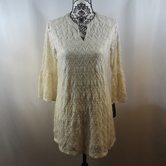 Style & Co. Petite Lace Bell-Sleeve Tunic - Picture 2 of 6